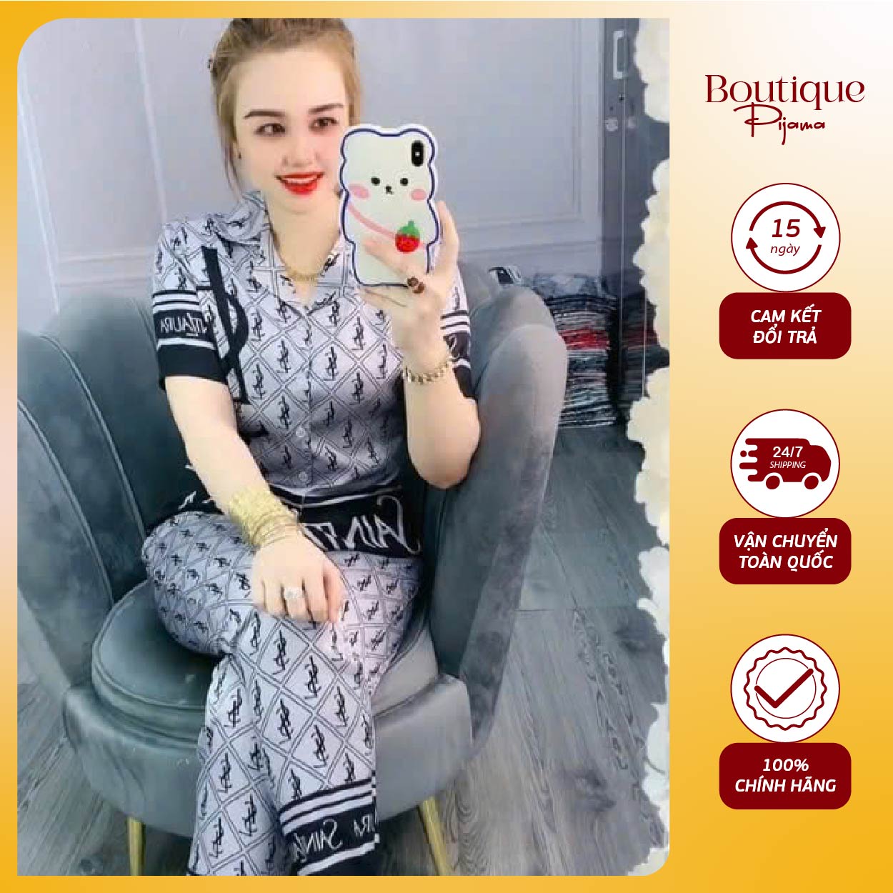 #1 Pijama quần dài lụa latin mềm mịn phong cách ÂU MỸ hiện đại 2025 mặc ở nhà hay dạo phố