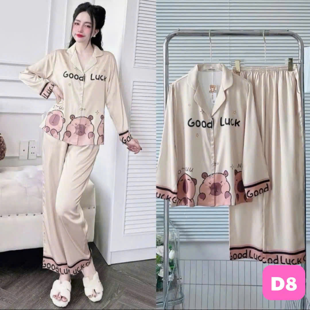 #1 Bộ đồ Pijama họa tiết gấu hồng cực xinh và đáng yêu Freesize 40kg - 70kg